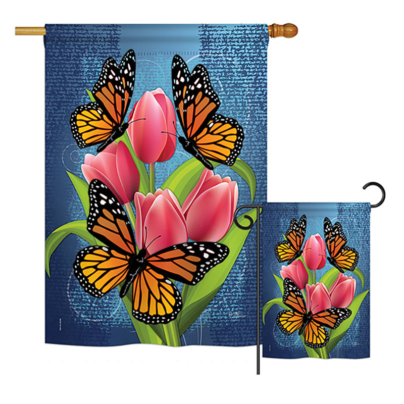 Papillons de jardin 2 côtés 40 x 28 po monarch ensemble de drapeau