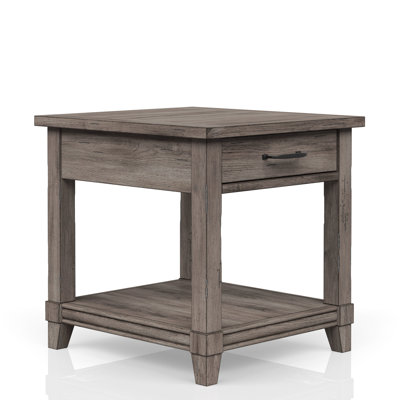 Gray End Table With Charging And Storage Attribute In Rustic Capacity