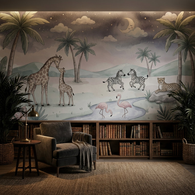 Papier peint fantaisiste papier peint fantaisiste tropical, Non-Woven Nonpasted, 140" x 108"