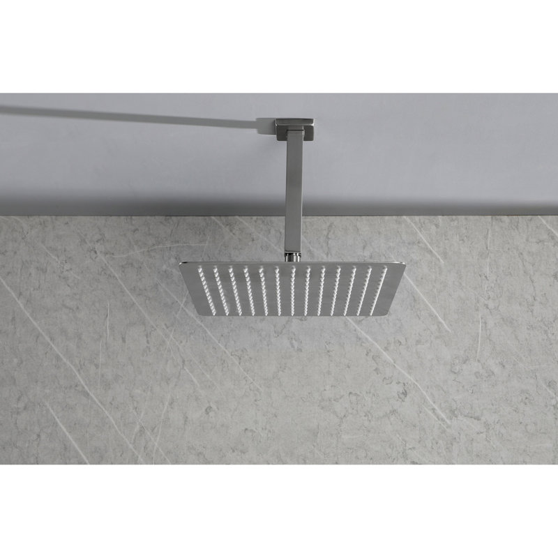 Pomme de douche en acier inoxydable - Nickel brossé, économie d'eau élevée, style pluie avec buse autonettoyante pour la salle de bain
