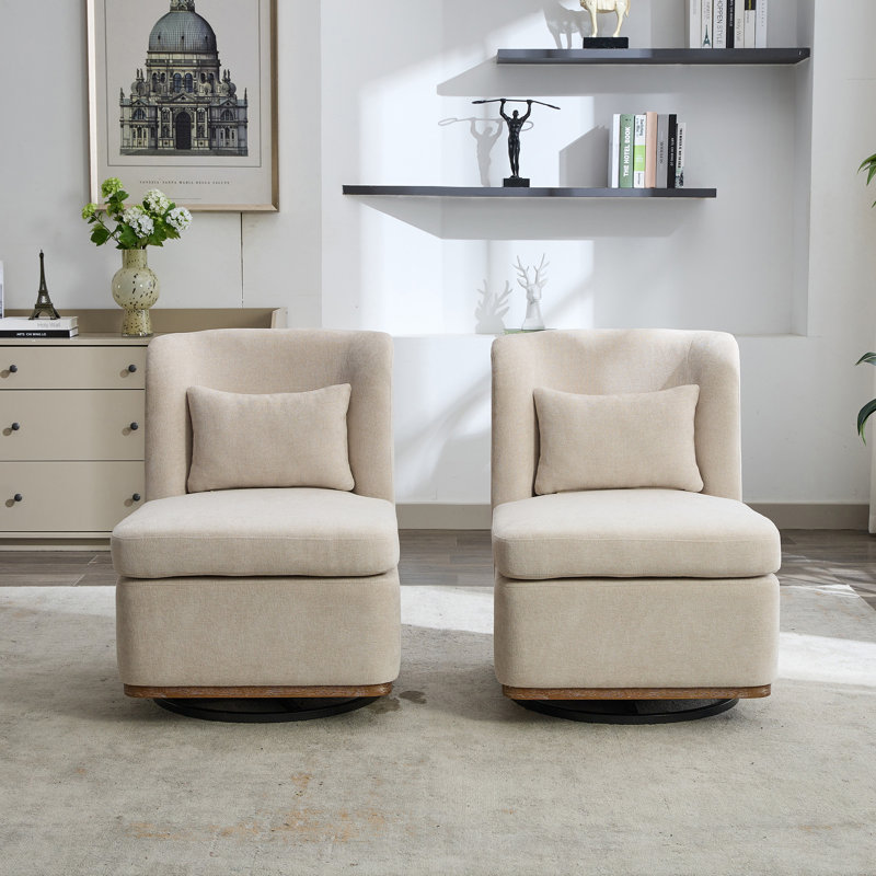 Set Of 2,25.2"w 360° Swivel Barrel Chair In Luxurious Chenille Fabric - Modern Accent Seating For Living Room, Bedroom, Or Home Office