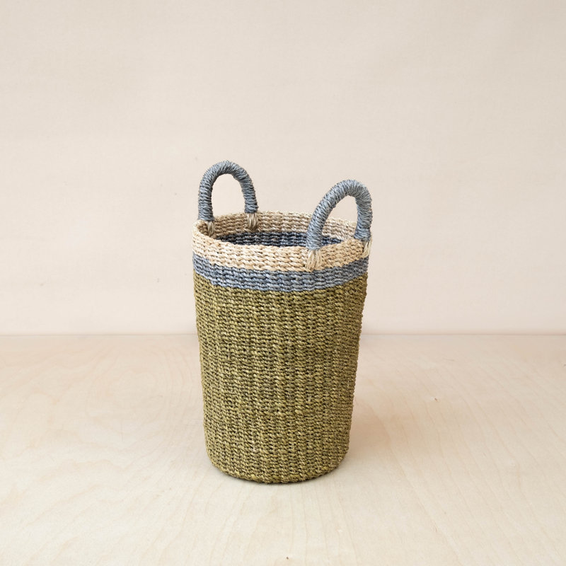 Olive Cylinder Vase Basket, Green