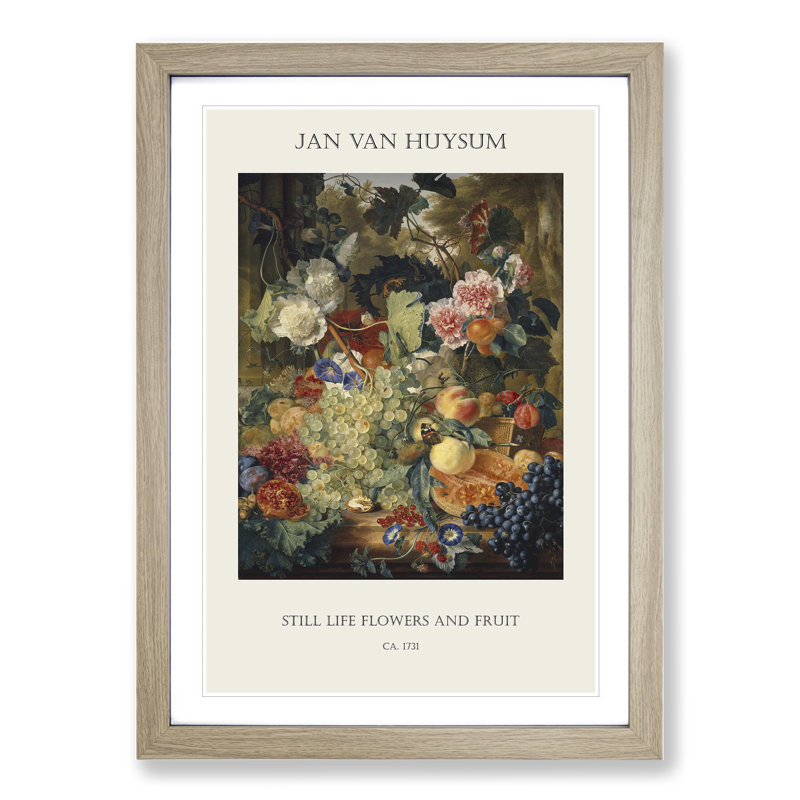 Still Life With Flowers And Fruit Vol.1 by Jan Van Huysum - Single Picture Frame Print, Oak Framed, 65cm H x 48cm W x 2cm D