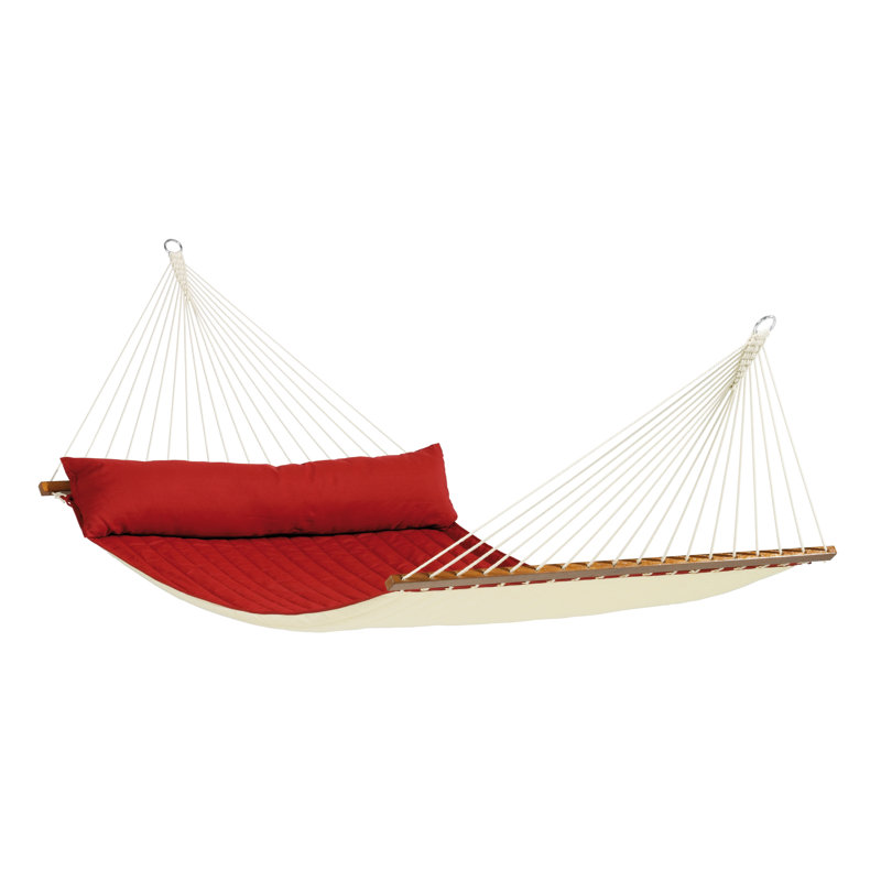 Red Pepper Quilted King Size Spreader Bar Hammock with Pillow