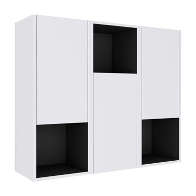 Armoire latérale de salle de bain 12 po, 3 portes à fermeture douce, fixation flottante, 12 * 3