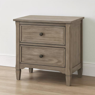 2-Drawer Nightstand With Round Bronze Pull Knobs