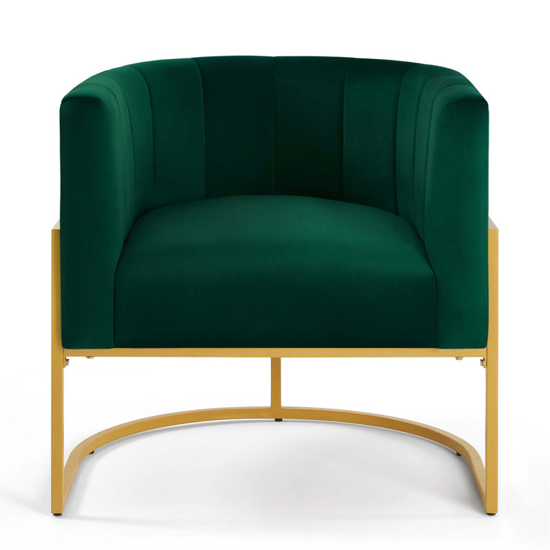 Élégante chaise d'appoint rembourrée avec support en métal, parfaite pour ajouter confort et sophistication à tout espace intérieur