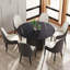 Table de salle à manger contemporaine en marbre artificiel rond avec base en bois massif texturé noir pour 6 à 8 personnes-820169-820168