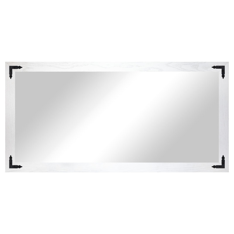 Gracie Oaks Ozark Hardwood Mirror With Decorative Corner Brackets, 78" x 33", White