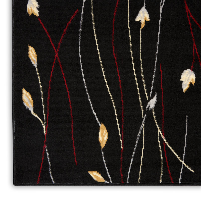 Abgail Floral Black Area Rug, Rectangle 7'10" x 9'10"