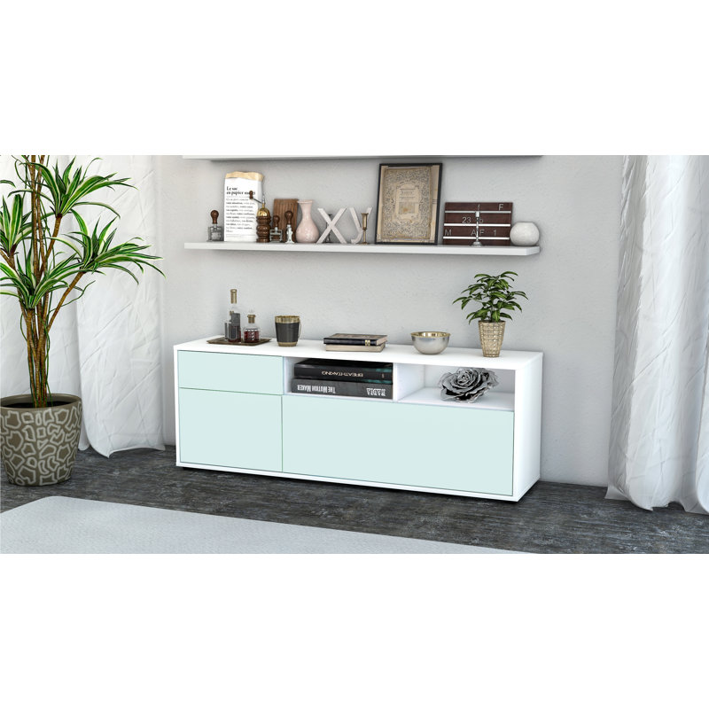 Wycoff Unfinished TV Stand for TVs up to 60", Light Blue / Matte White