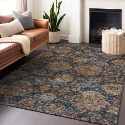 Tapis intérieur / extérieur bleu marine lavable à la machine 9 pi x 12 pi Cicel ACN1094