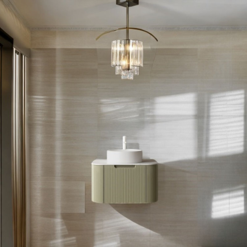 Meuble-lavabo mural 24 po avec lavabo en céramique, armoire de rangement pré-assemblée, comptoir en marbre artificiel blanc, robinet non inclus,