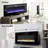 48 Inch Curved Front Wall Mounted Electric Fireplace With Remote And Multi Color Flame & Emberbed