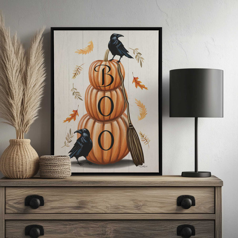 «Stacked Pumpkins» par Elizabeth Tyndall, reproduction d'art, L 12 po x H 16 po, Toile avec cadre, Argent