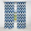 Motif géométrique à chevrons rétro - bleu et bleu cobalt - Rideau occultant - 1 panneau-107535831