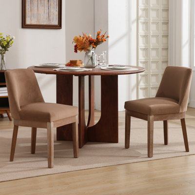 Upholstered Modern Dining Chairs With Soild Wood Legs Farmhouse Armless Kitchen Side Chairs For Dining Room Living Room