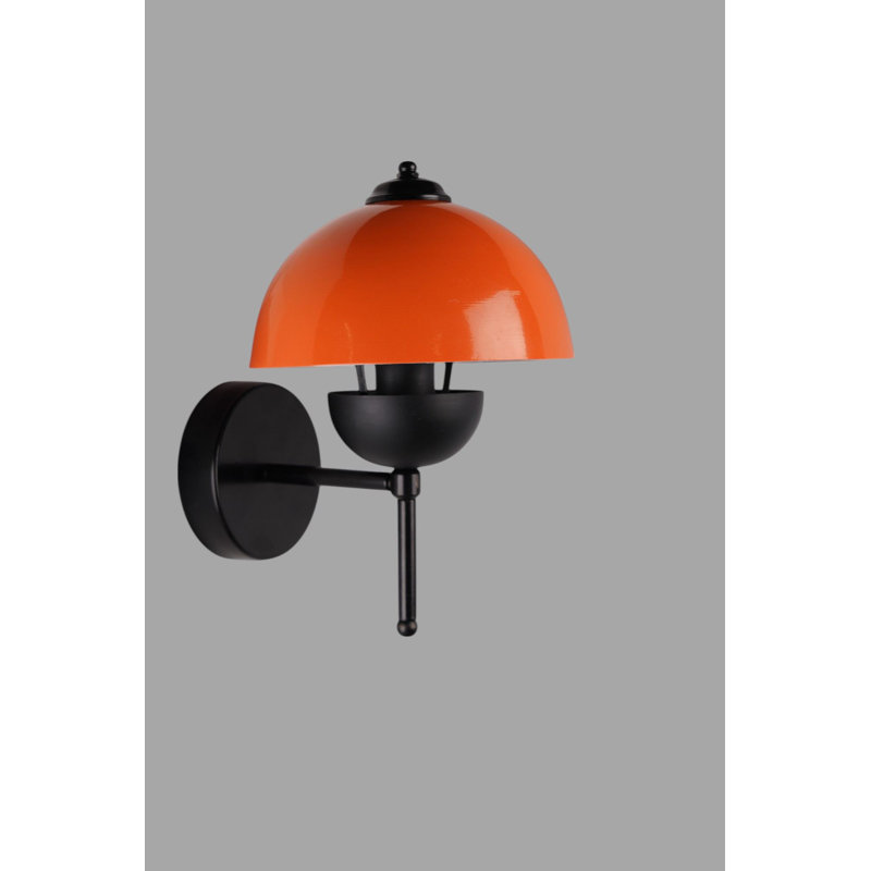 Élégante lampe murale avec corps en métal, finition orange et noire, plaque de base 12 x 3 pouces, capuchon 15 x 5,9 pouces | Douille E26, 40 W maximum (ampoule non incluse) | Éclairage moderne pour la décoration intérieure, indice de protection IP20