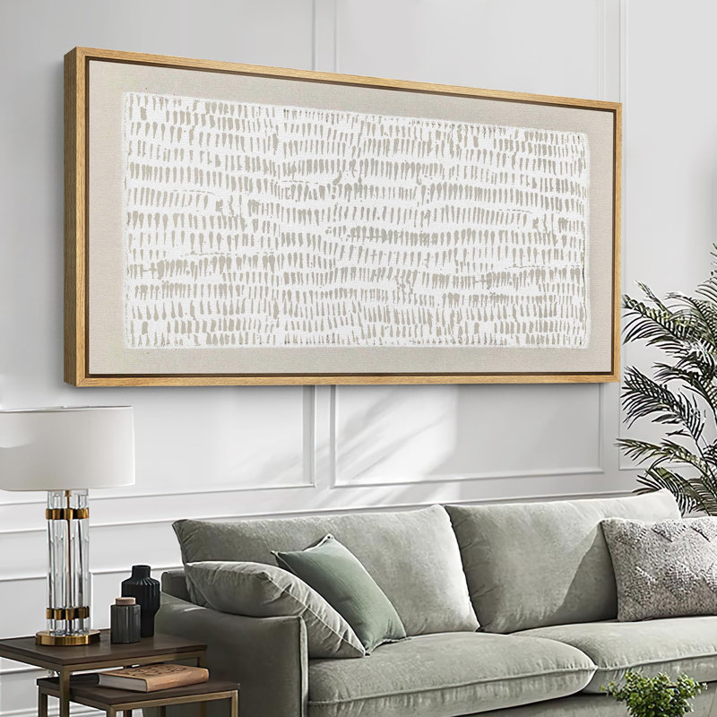 Motif géométrique minimaliste dans des tons neutres, art moderne, H 30 po x l 60 po, Natural