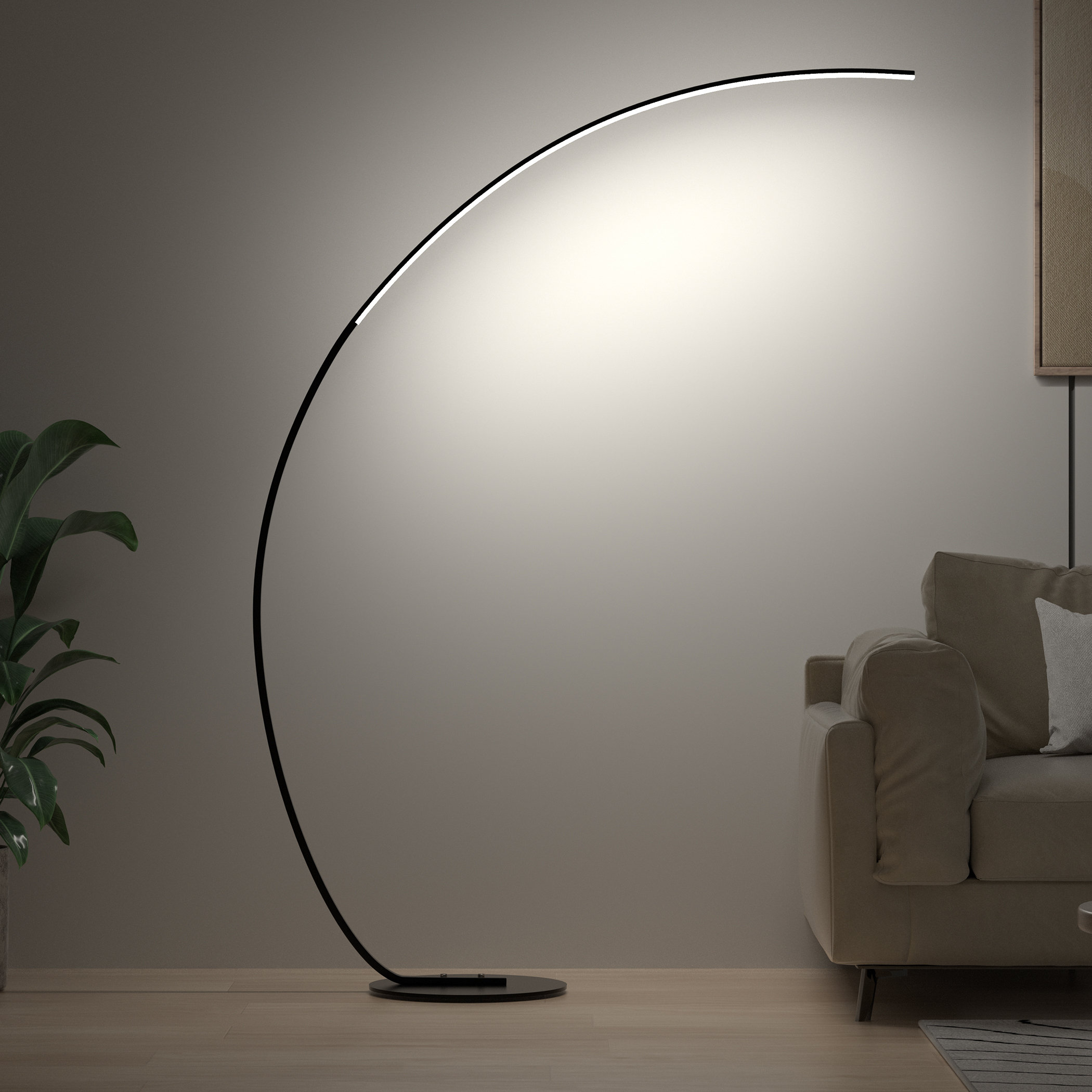 Brayden Studio® 47.3'' Black LED Arched Floor Lamp | Wayfair