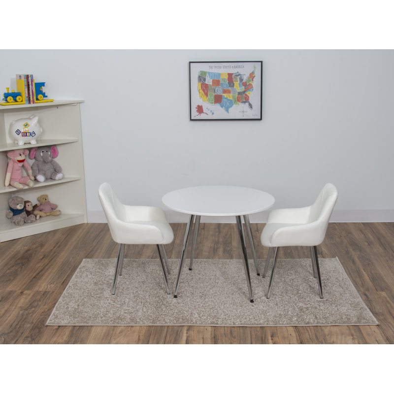 Paz Kids 3 Piece and Chair Set, White