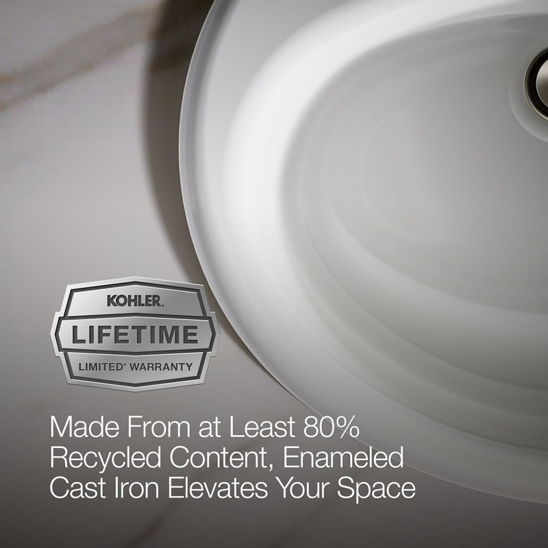 Farmington Metal Oval Drop-In Bathroom Sink with Overflow, White, 4" Center