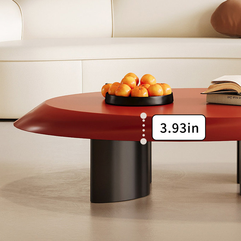 Table basse ovale en bois Simplicity, Rouge, Noir