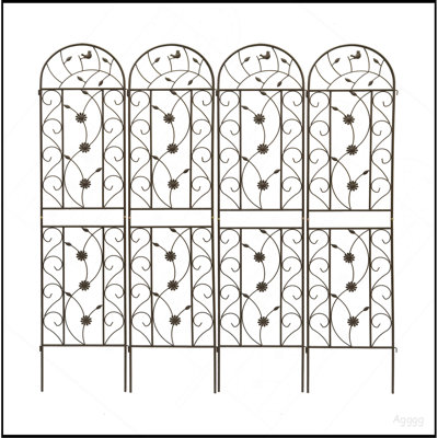 Paquet de 4 treillis de jardin en métal 86,7 po x 19,7 po antirouille pour plantes grimpantes Jardin d'extérieur brun