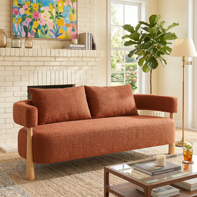 Premium Loveseat  67'' Upholstered Solid Loveseat, Ocher