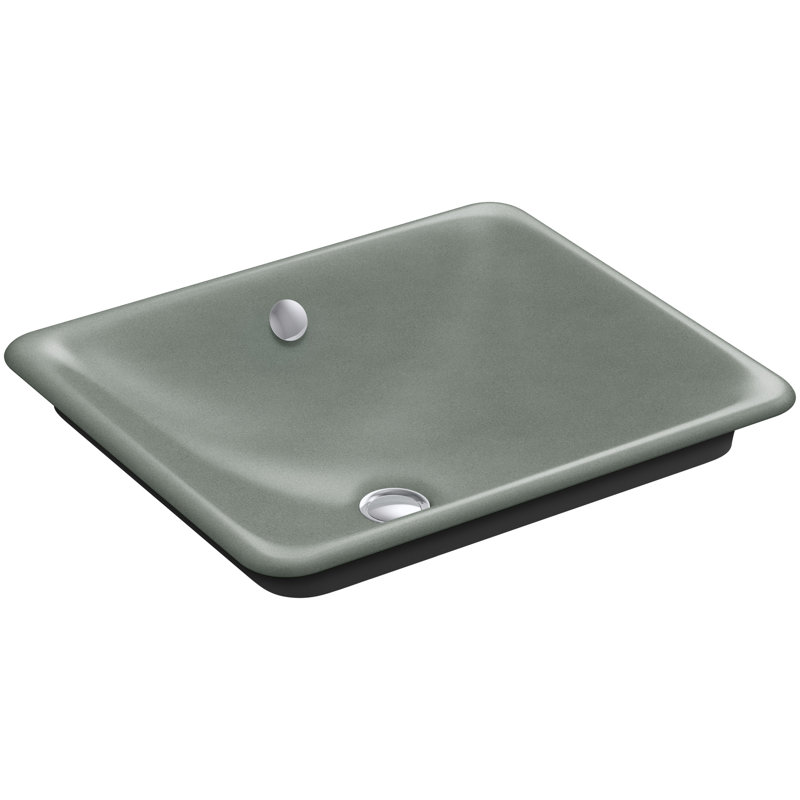 Iron Plains 6.3" Tall Metal Rectangular Bathroom Sink with Overflow, Basalt