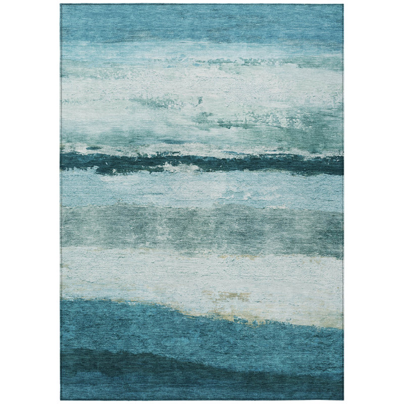 Machine Washable Indoor/Outdoor Arline ACN2169 Striped Rug, Rectangle 5' x 7'6"