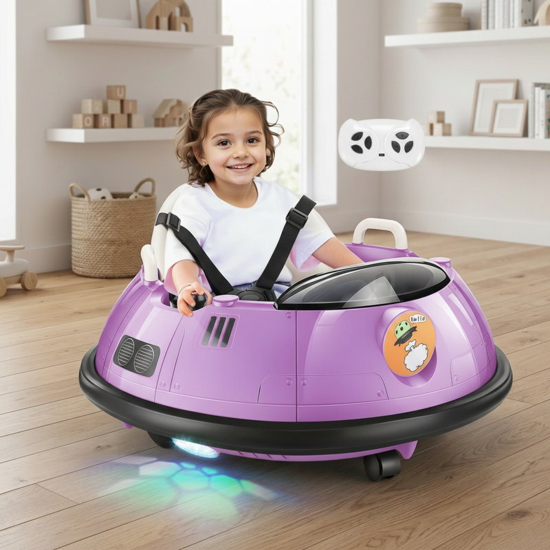 Jouet autoportant à piles pour voiture 12 volts avec télécommande, Mauve