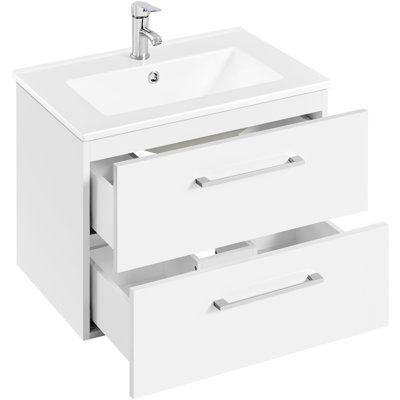 Single Bathroom Vanity with Drop In Ceramic Basin