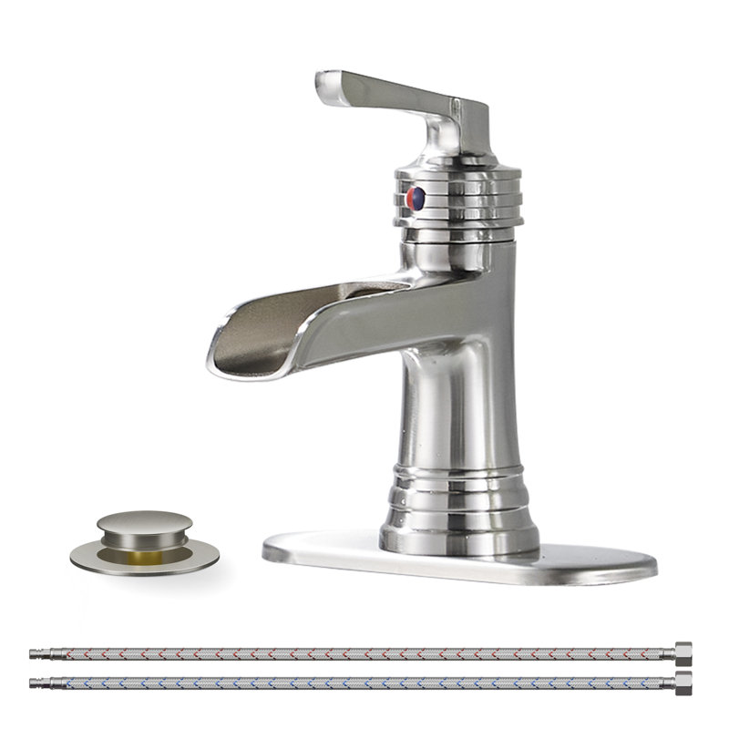 Single-hole Single-handle Bathroom Faucet With Drain Assembly, Brushed Nickel