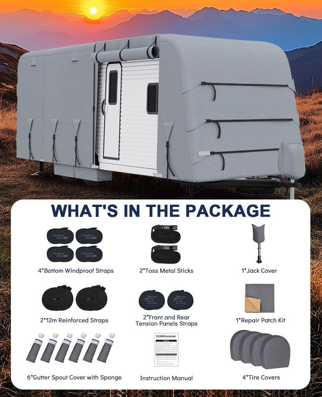 Housse de remorque toutes saisons pour véhicules récréatifs de 18 à 35 pi, imperméable et résistante aux rayons UV, tissu non tissé robuste
