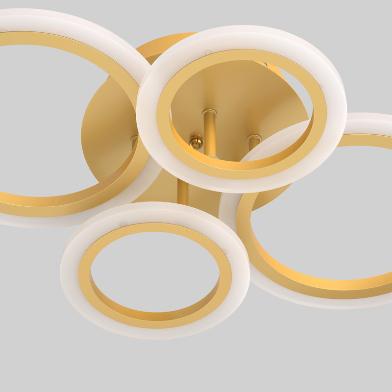 Plafonnier semi-encastré géométrique moderne à 4 lumières 4 lumières, Doré