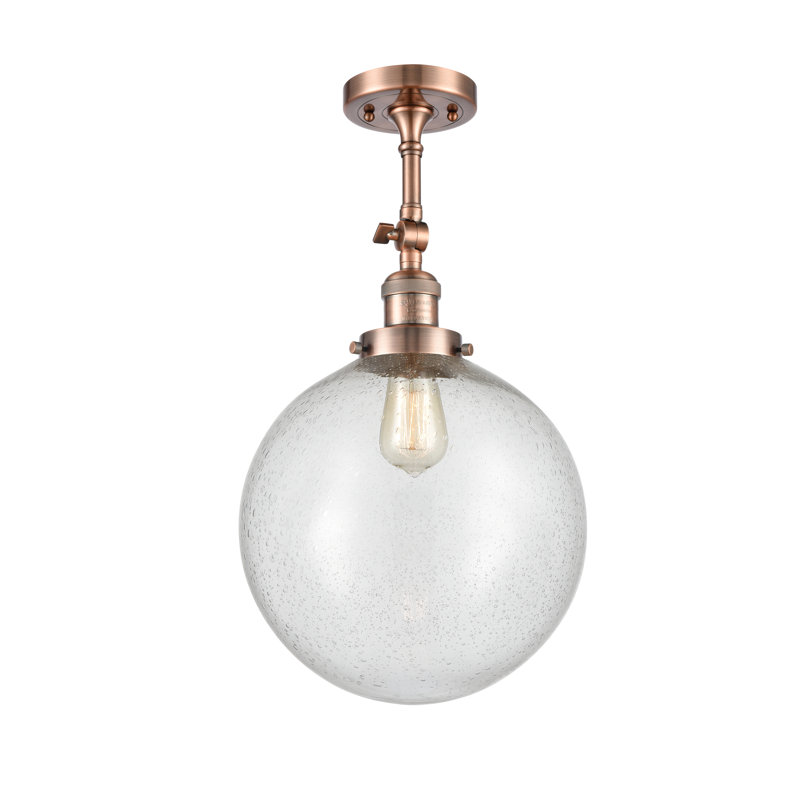 Plafonnier semi-encastré 1 lumière 12 "ciacchi, Cuivre antique, Ampoule non incluse, Grainé