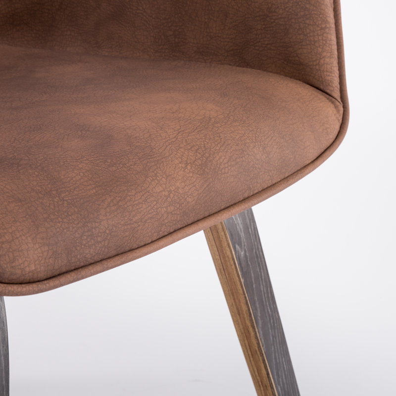 Chaise avec accoudoirs rembourrée Abubaker, Chêne noir, Marron, 2