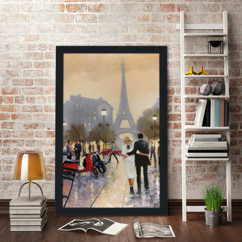 Paris Stroll par - Peinture, Cadre espresso, H 39,5 po x l 27,5 po x P 0,75 po