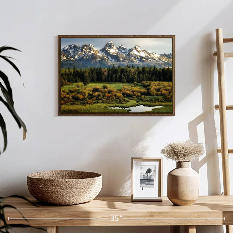 Grand Teton Beauty, 19 po x 13 po, Cadre flottant noyer