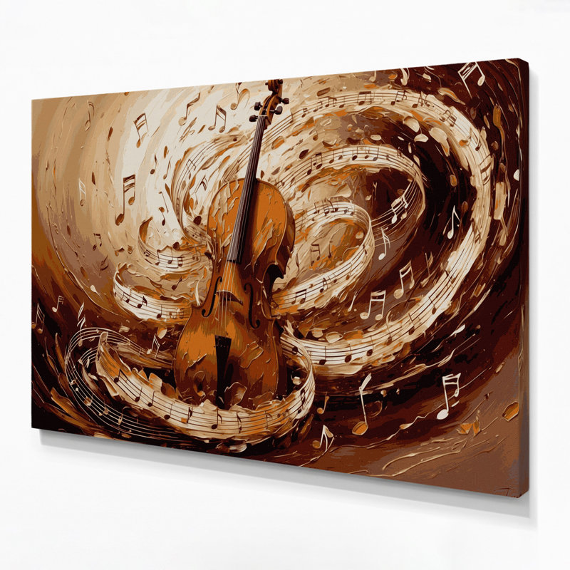 «Music Cello Brown», art mural sur toile, H 8 po x l 10 po