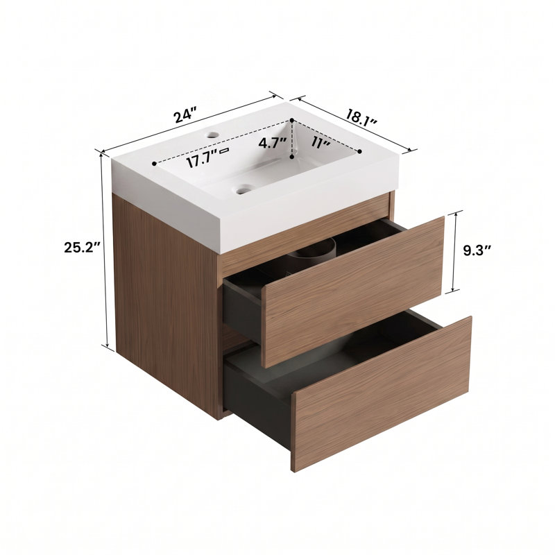 Bathroom Vanity with Top, 24"