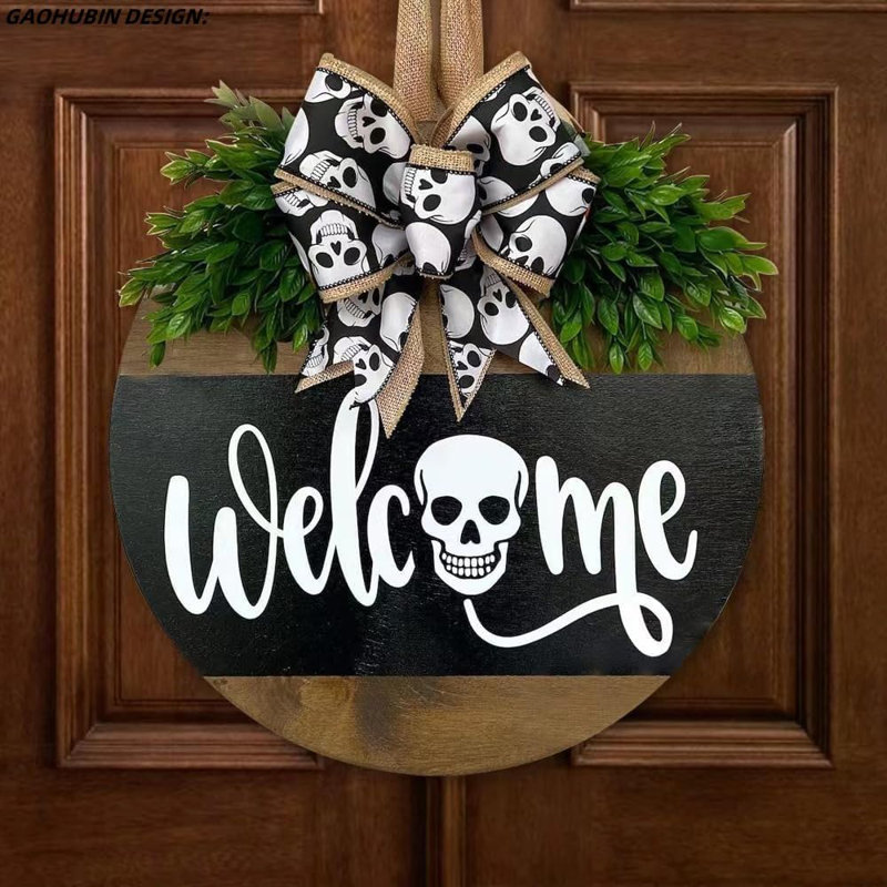 Panneau de bienvenue d'Halloween pour décor de porche de porte d'entrée