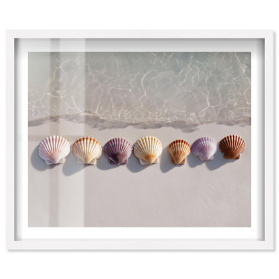 Shells on the Sand Travel Photography Shadowbox Print by Notoriart