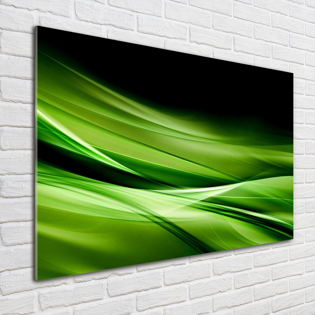 Glasbild Green Waves Hintergrund