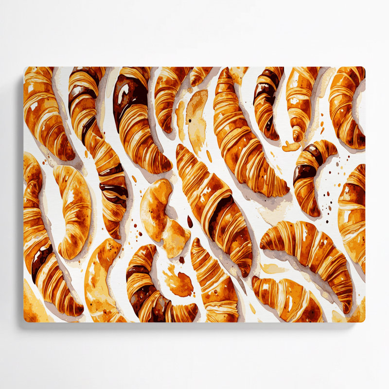 Desserts croissants, art mural en métal beige, H 11 po x l 14 po