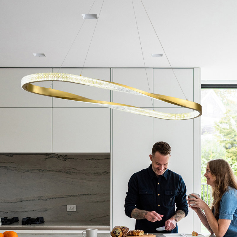 Modern Led Pendant Lights Dimmable Chandelier, Gold, 39.37" W x 13.77" D