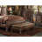 Carvajal Button Tufted Bench in Two Tone Light Brown and Cherry Oak