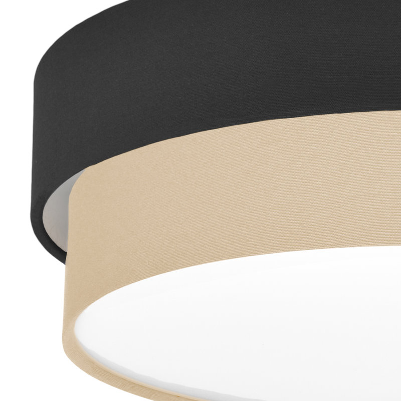 Elanaz Fabric Flush Mount, Latte Brown, Black