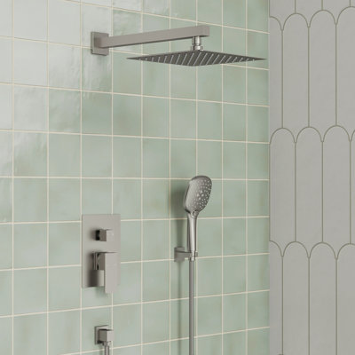 Dual-Function Shower Faucet System, 10" Rainfall Shower Head with 3 Spray Settings Handheld Shower